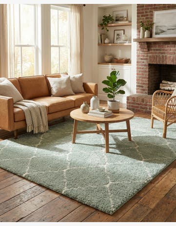 Light Green Moroccan Shag Rug