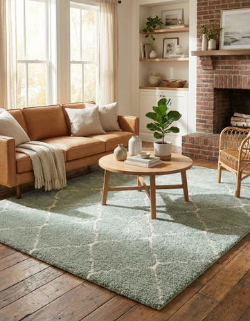 Light Green Moroccan Shag Rug