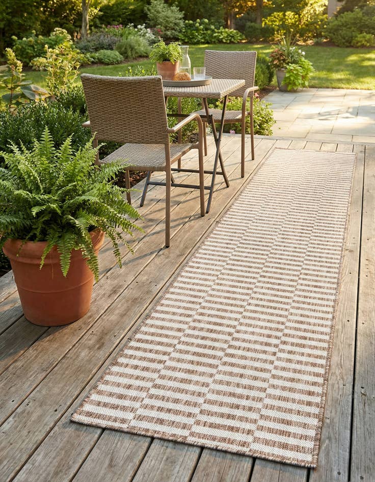 Detail image of 2' x 6' Washable Ribbon Indoor / Outdoor Runner Rug