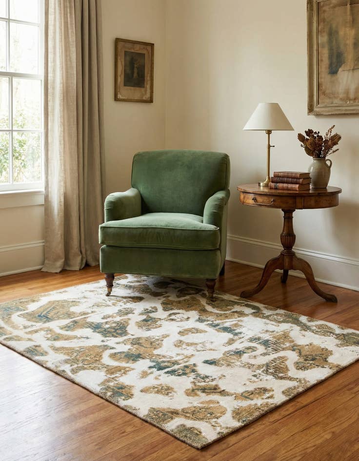 Detail image of 3' 5 x 4' 4 Hand Knotted Ultra Vintage Persian Wool Rug