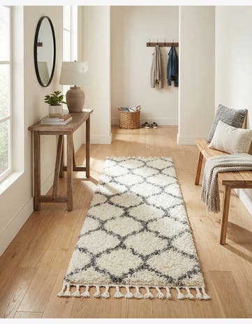 Ivory Athena Shag Runner Rug