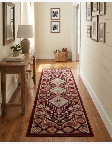 Burgundy Red Kamala Washable Runner Rug