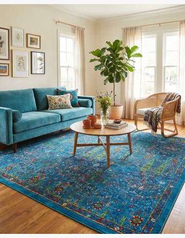 Navy Blue Calypso Square Rug