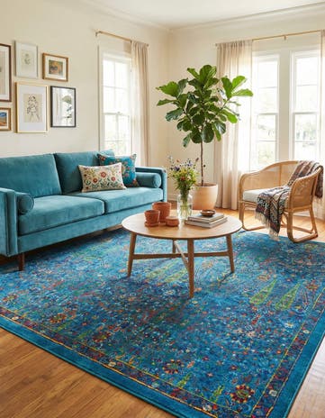 Navy Blue Calypso Square Rug
