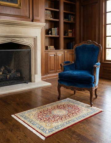 2' 4 x 4' 1 Ghom Silk Rug