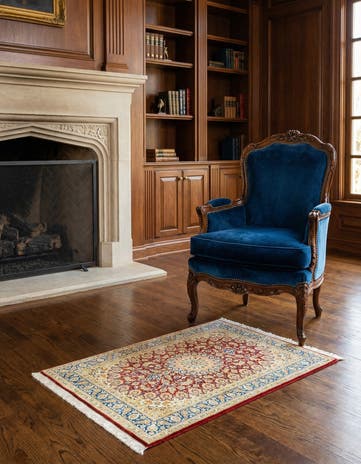 2' 4 x 4' 1 Ghom Silk Rug
