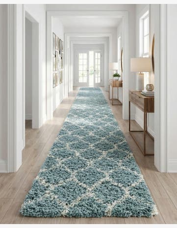 3' 3 x 16' 5 Trellis Shag Runner Rug