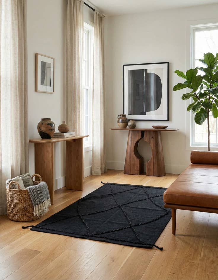 Detail image of 3' 5 x 4' 11 Hand Woven Kilim Modern Wool Rug