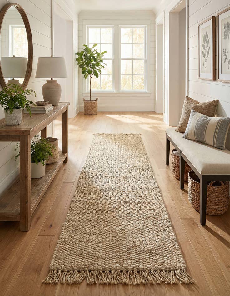 Detail image of 2' 7 x 12' Hand Woven Chunky Jute Runner Rug