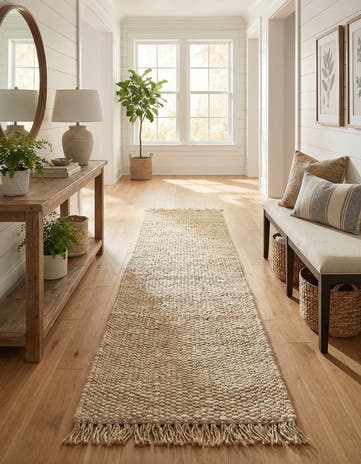 2' 7 x 12' Hand Woven Chunky Jute Runner Rug