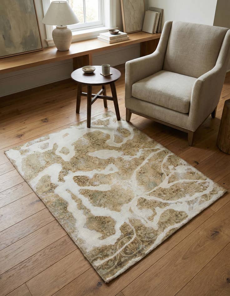 Detail image of 3' 10 x 4' 9 Hand Knotted Ultra Vintage Persian Wool Square Rug