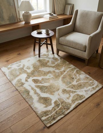 3' 10 x 4' 9 Hand Knotted Ultra Vintage Persian Wool Square Rug