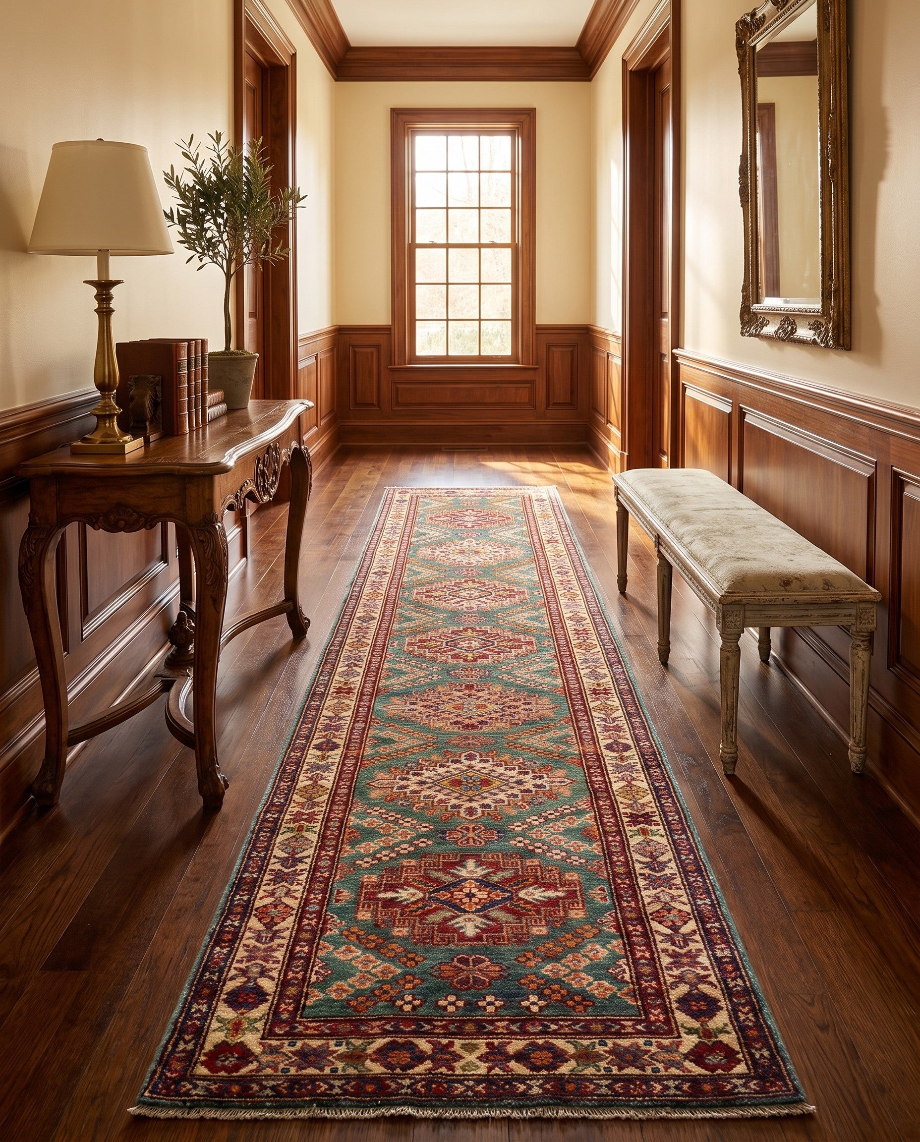 2' 4 x 10' 6 Hand Knotted Kazak Runner Rug