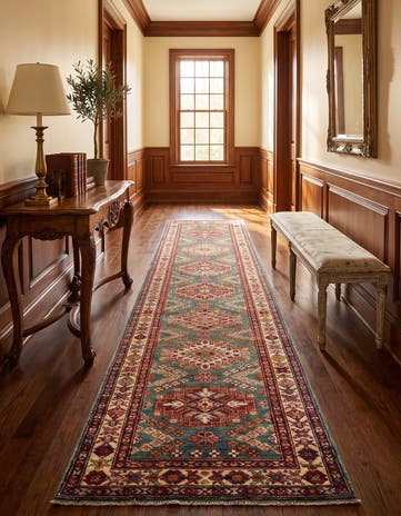 2' 4 x 10' 6 Hand Knotted Kazak Runner Rug