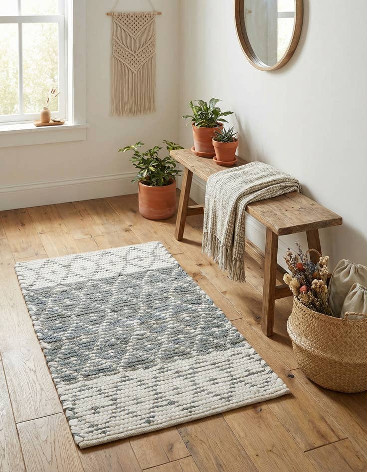 Detail image of 2' x 3' 1  Hand Woven Chindi Trellis Rug