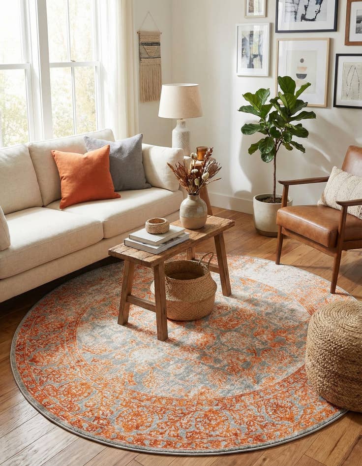 Detail image of 6' x 6' Modern Classical Round Rug