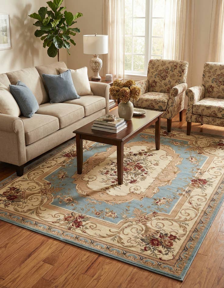 Detail image of 7' 10 x 10' Classic Aubusson Rug