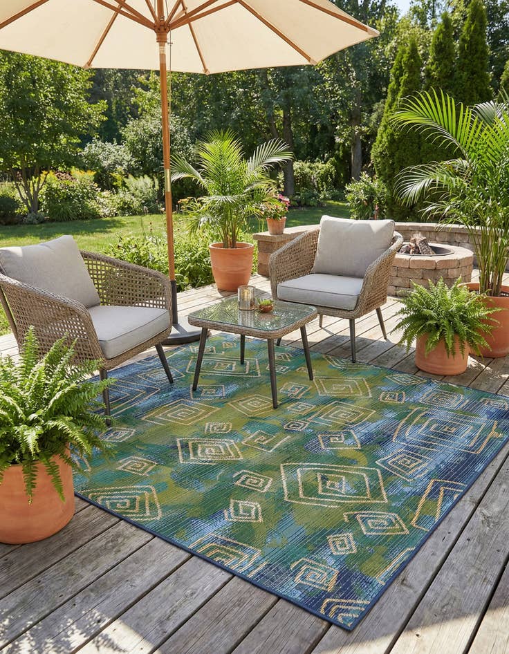 Detail image of 6' x 6' Washable Modern Indoor / Outdoor Square Rug