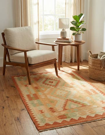 3' 2 x 5' Hand Woven Kilim Waziri Wool Rug