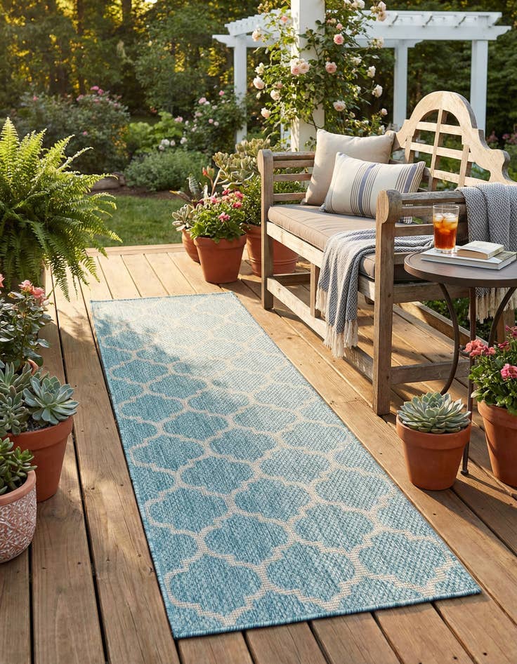 Detail image of 2' x 6' Washable Lattice Indoor / Outdoor Runner Rug
