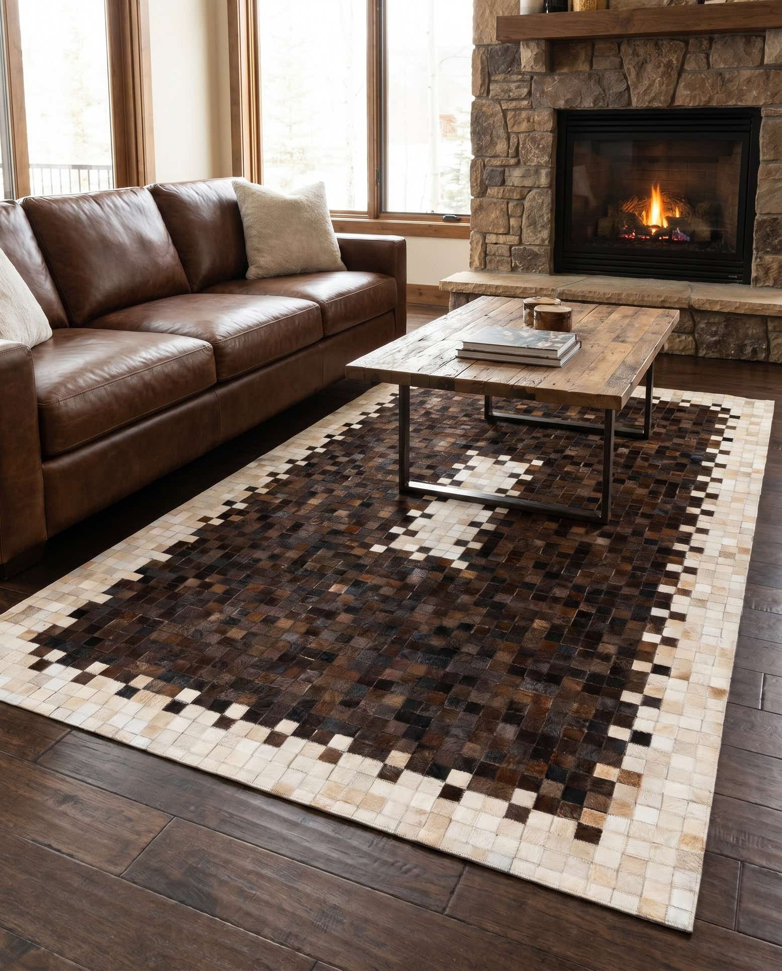5' 1 x 8' Cowhide Stocks Rug