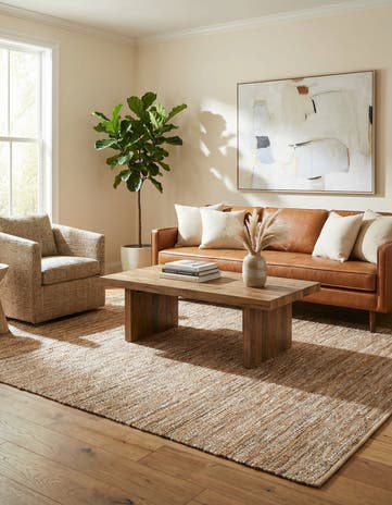 9' x 12' Hand Woven Leather Metallic Jute Rug