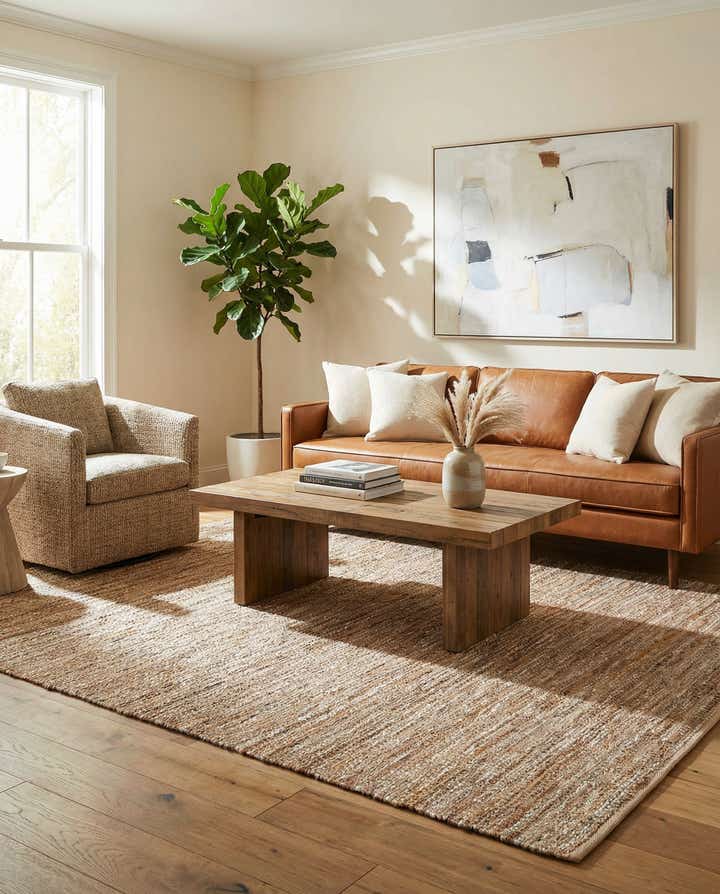 9' x 12' Hand Woven Leather Metallic Jute Rug