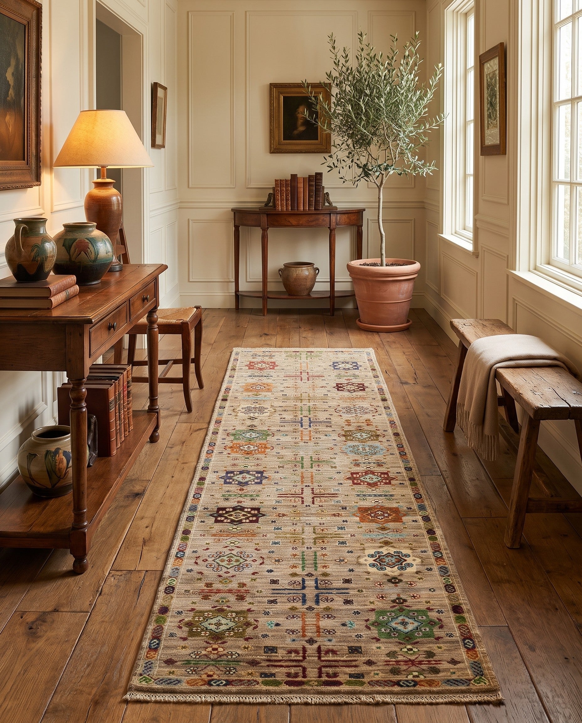 2' 8 x 9' 9 Hand Knotted Ariana Ziegler Runner Rug