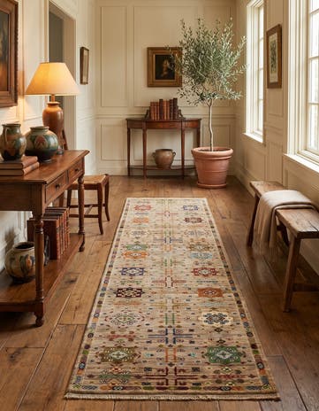 2' 8 x 9' 9 Hand Knotted Ariana Ziegler Runner Rug