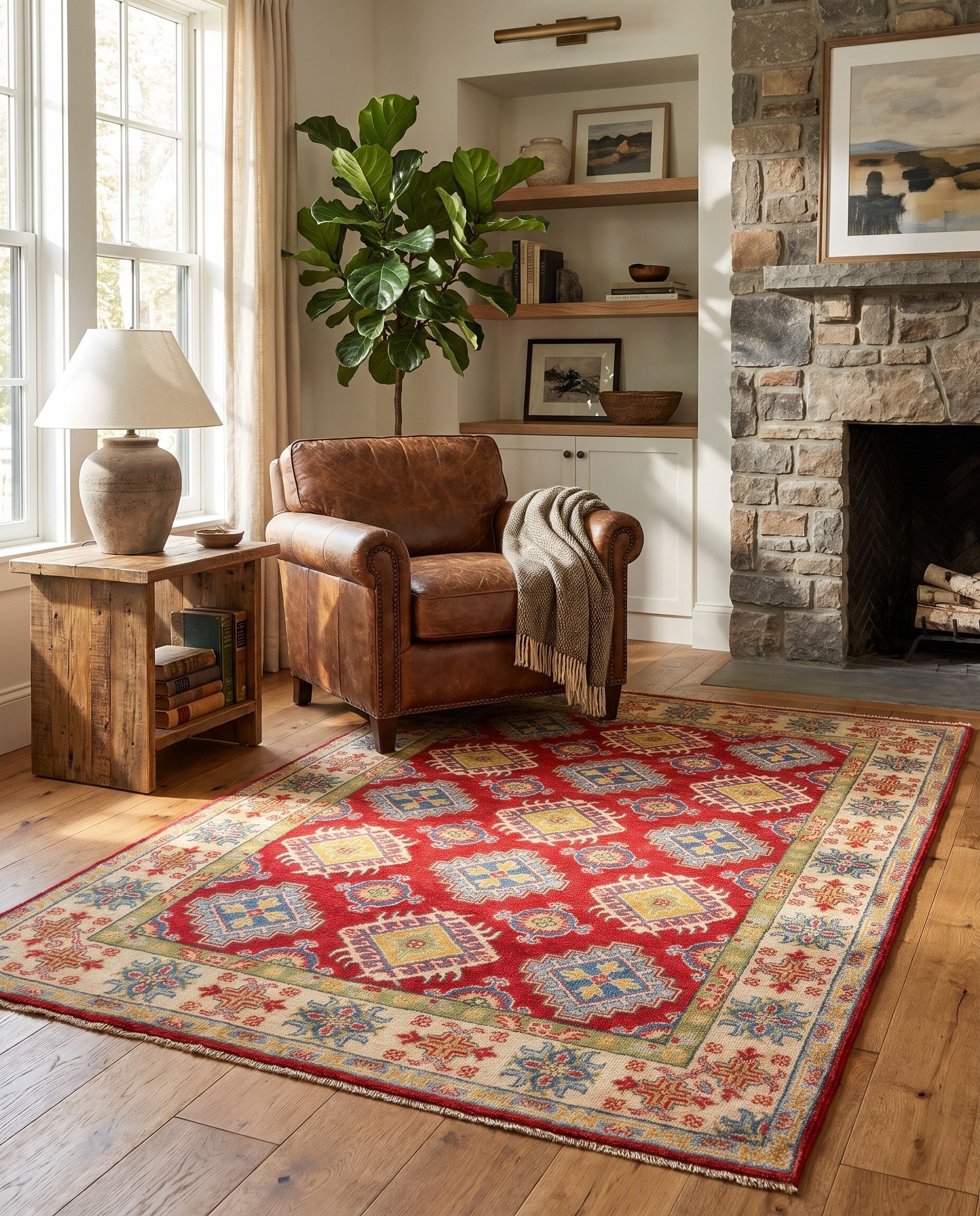 4' 1 x 5' 7 Hand Knotted Kazak Rug