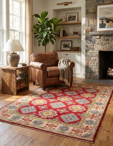 125cm x 170cm Noué main Kazak Tapis