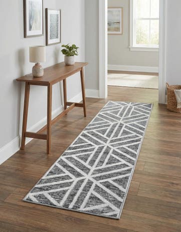 Gray Lattice Trellis Runner Rug