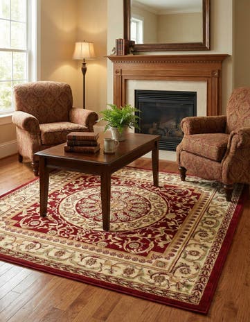 Red Chateau Square Rug