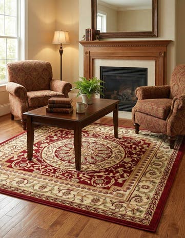 Red Chateau Square Rug