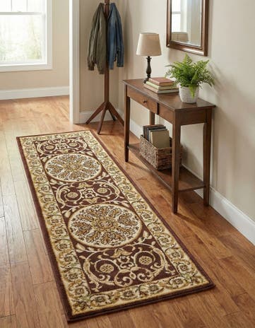 Brown Classic Aubusson Runner Rug