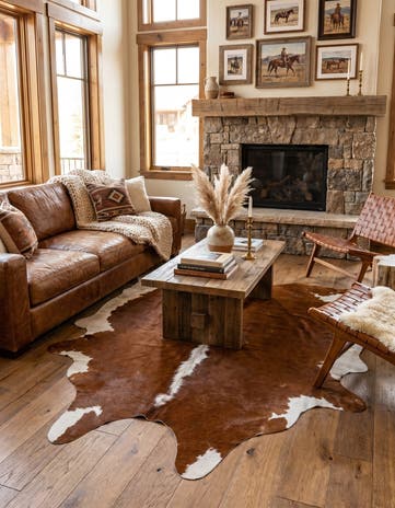 5' 1 x 6' 2 Cowhide Leather Rug