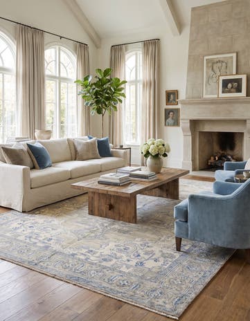 9' 1 x 11' 10 Hand Knotted Oushak Wool Rug