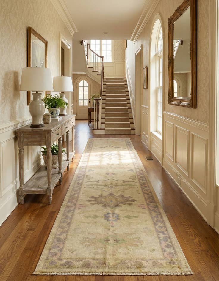 Detail image of 2' 7 x 9' 11 Hand Knotted Oushak Wool Runner Rug