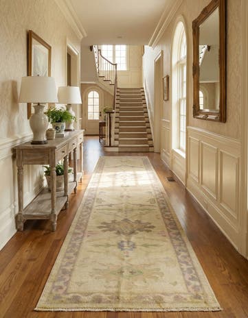 2' 7 x 9' 11 Hand Knotted Oushak Wool Runner Rug