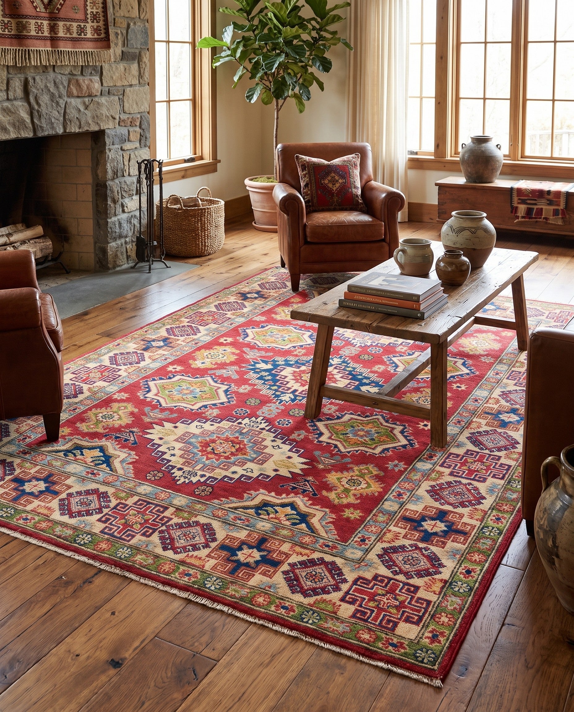 4' 11 x 6' 11 Hand Knotted Kazak Rug
