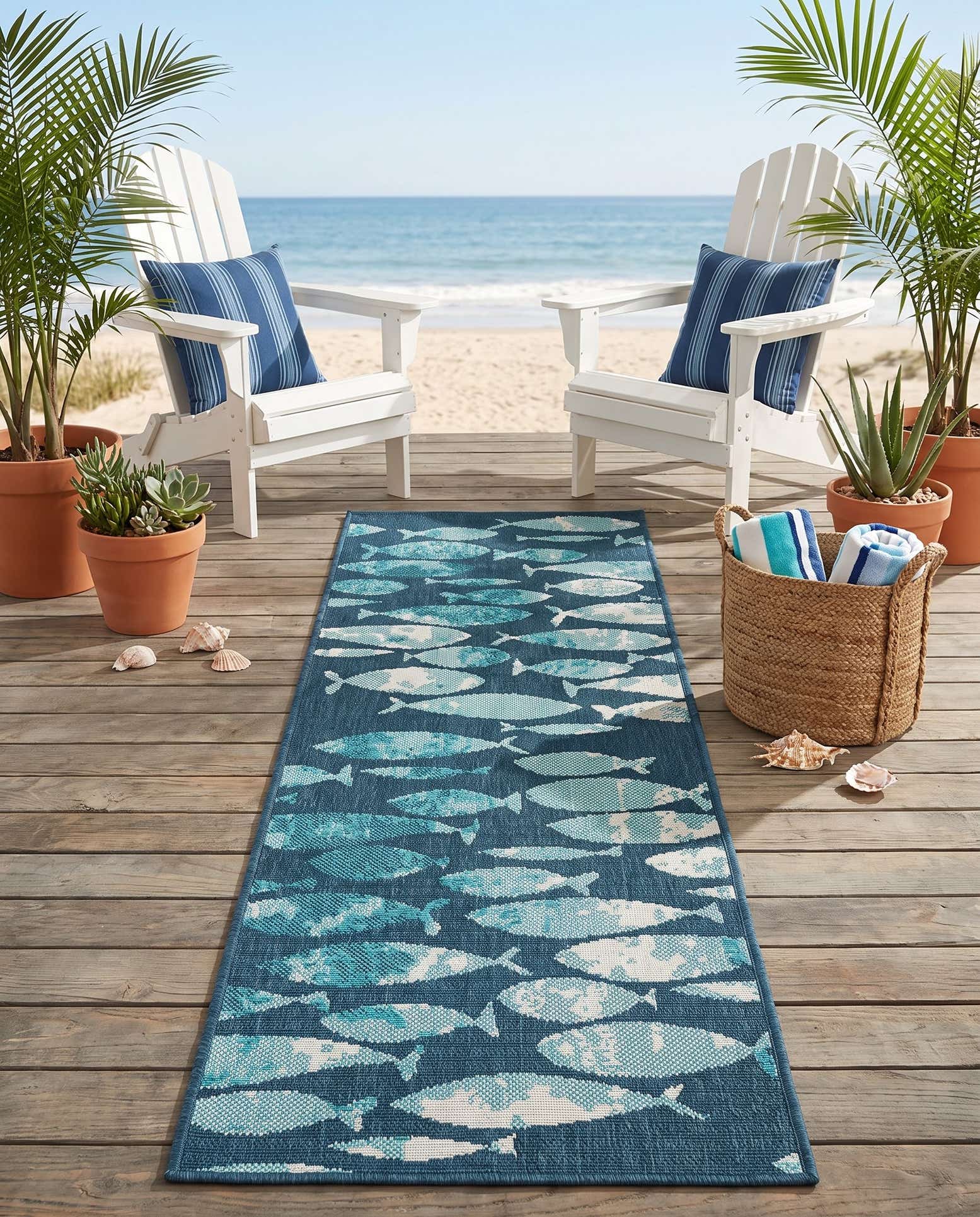 2' x 6' Easy-Clean Coastal Indoor / Outdoor Runner Rug