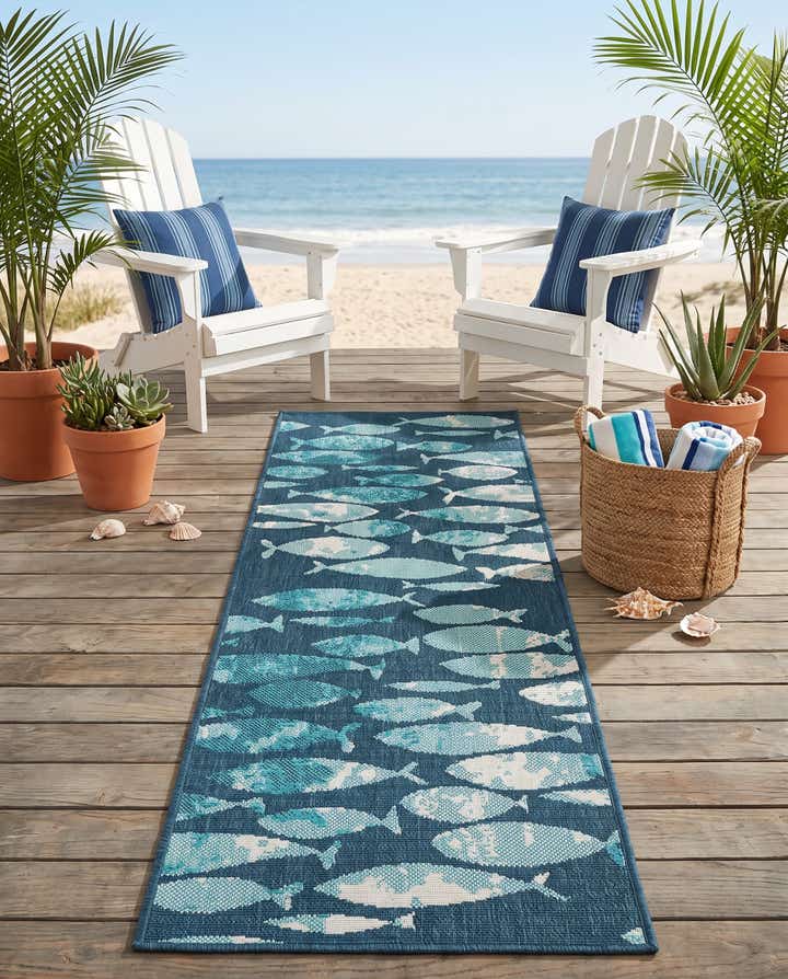 2' x 6' Easy-Clean Coastal Indoor / Outdoor Runner Rug