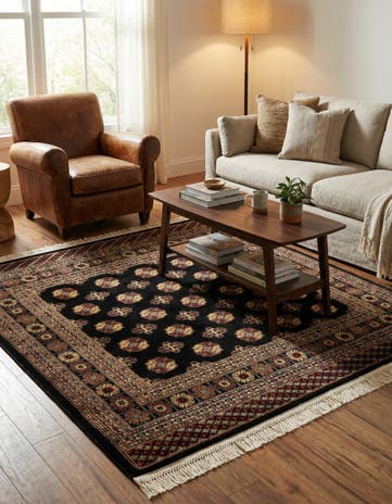 Black Bokhara Square Rug