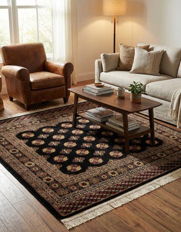 Black Bokhara Square Rug