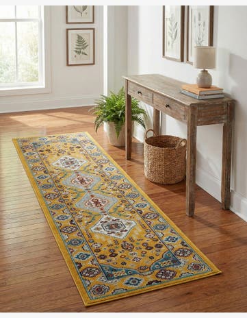 Yellow Gold Kamala Washable Runner Rug