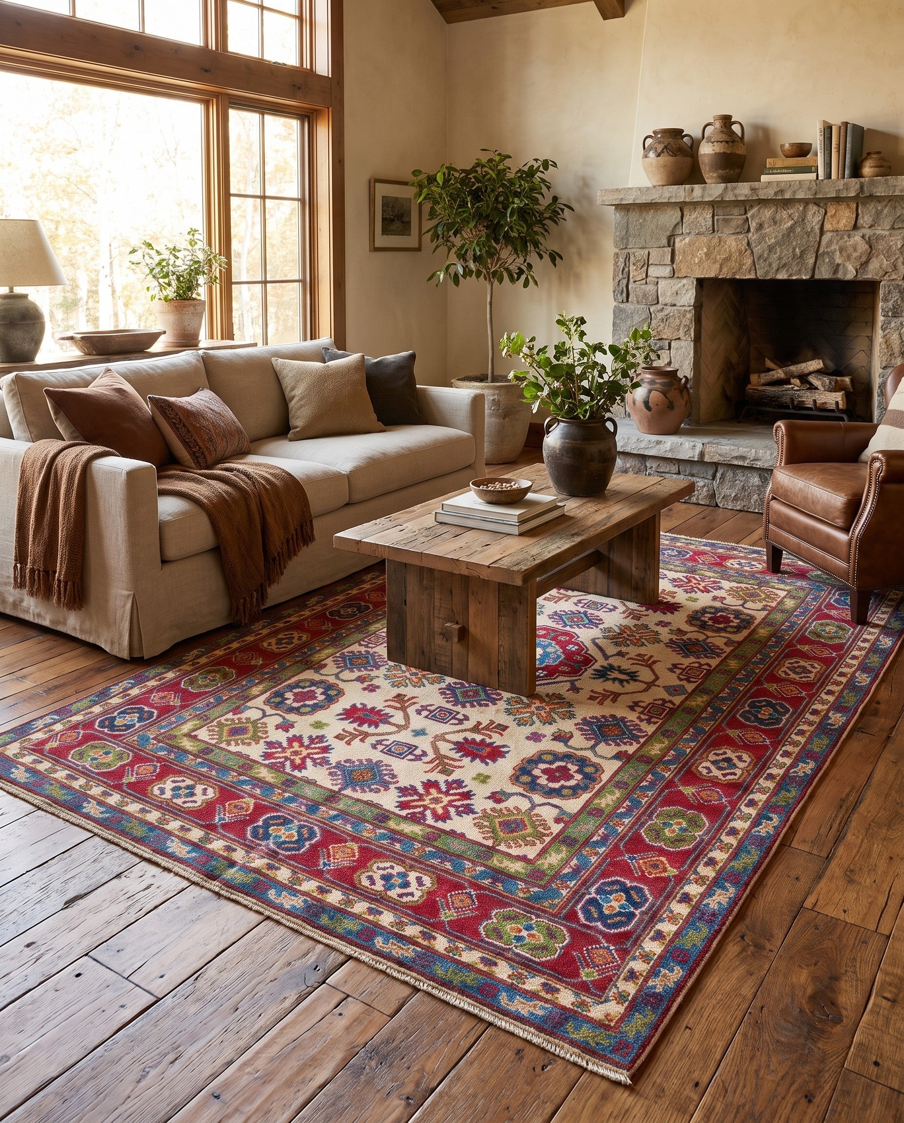 145cm x 210cm Hand Knotted Kazak Rug