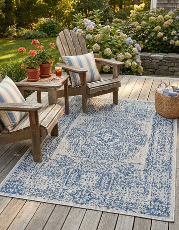 5' 3 x 8' Easy-Clean Traditional Indoor / Outdoor Rug