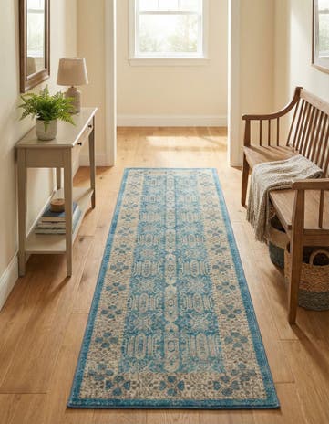 Light Blue Vienna Runner Rug