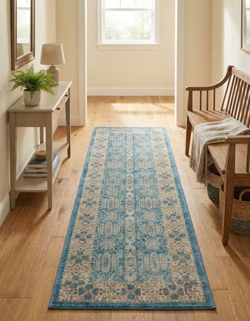 Light Blue Vienna Runner Rug