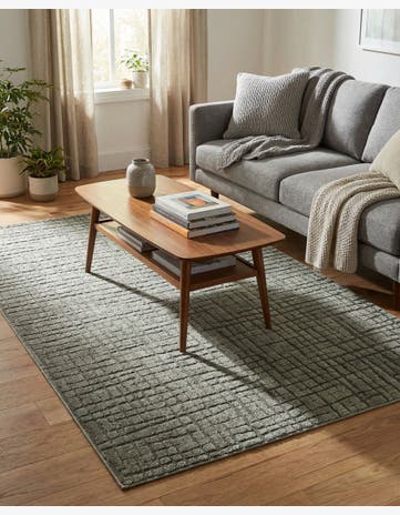 Vintage Army Green Textura Designer Rug